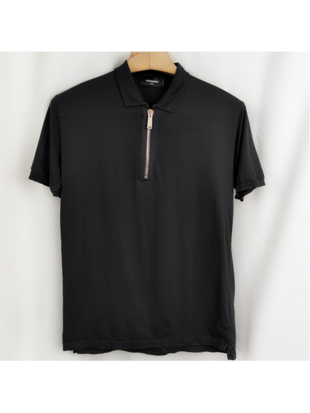 Men's DSQUARED2 Italian Made Black Cotton Zippered Polo